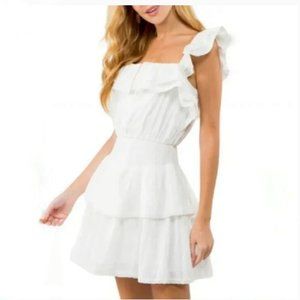 Fanco Off White Lace Trim Dress